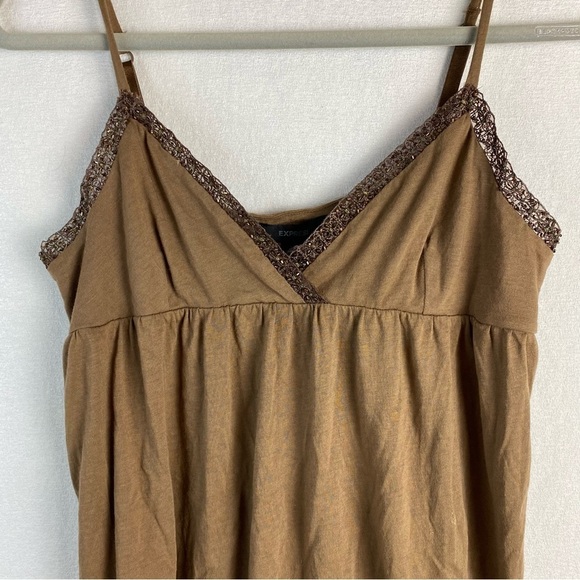 Express jeweled brown tank top size M - Picture 3 of 7